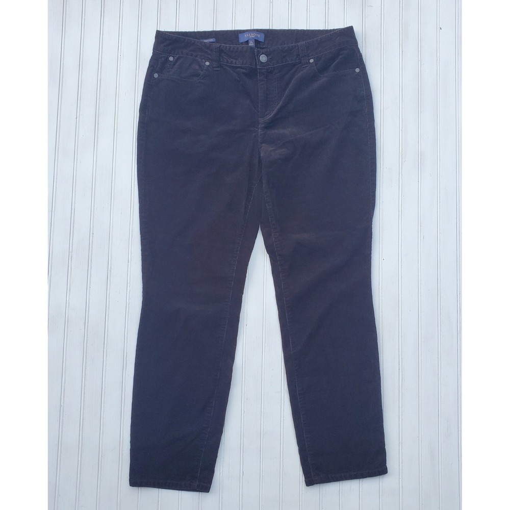 Talbots Petites Corduroy Pants Womens 14P Black Straight Leg Stretch Preppy